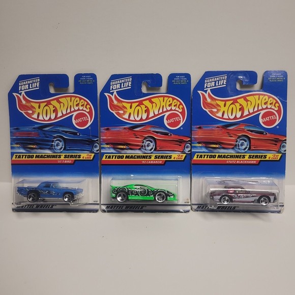 Toys Hot Wheels Tattoo Machines Series Lot Of 3 Tbird Camaro Stutz